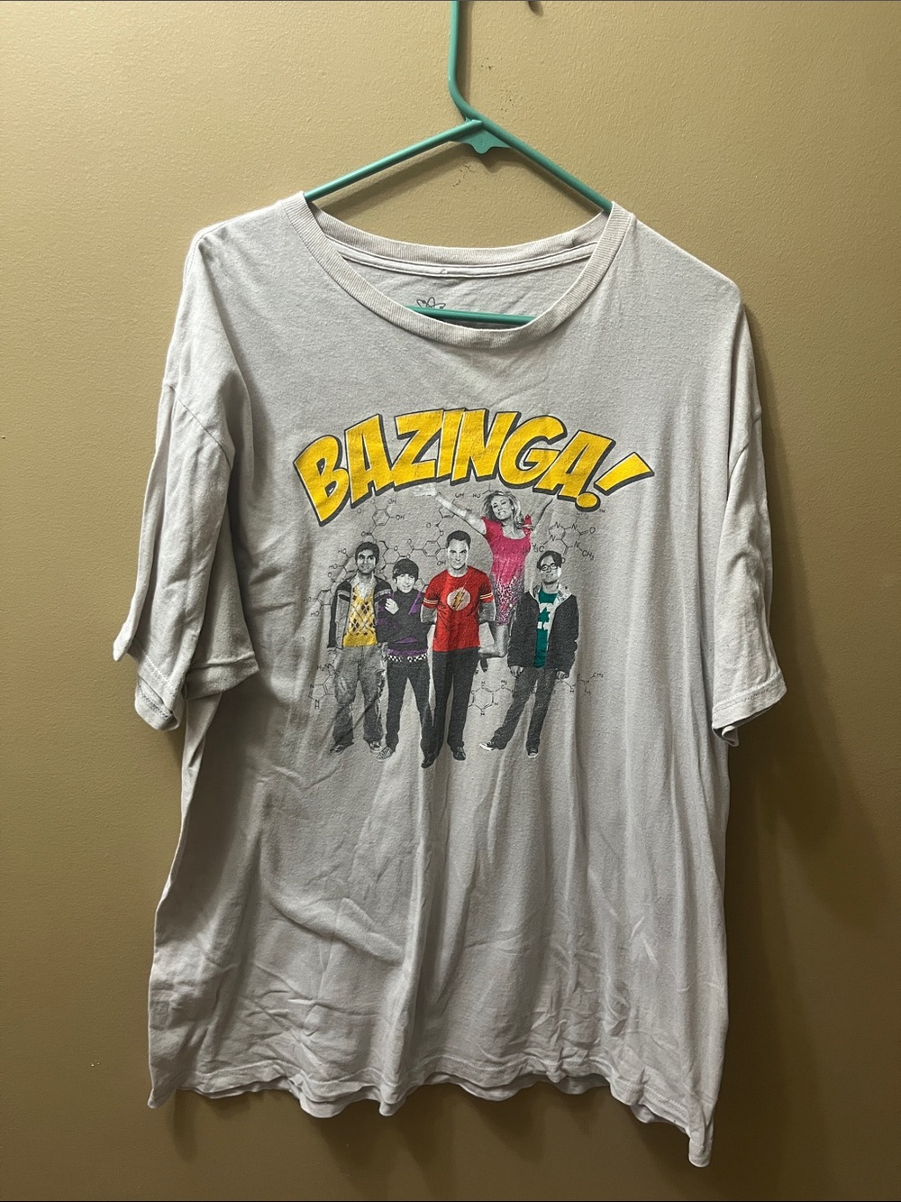 Ripple Junction Gray Short Sleeve Bazinga! Graphic Tee with Yellow Logo